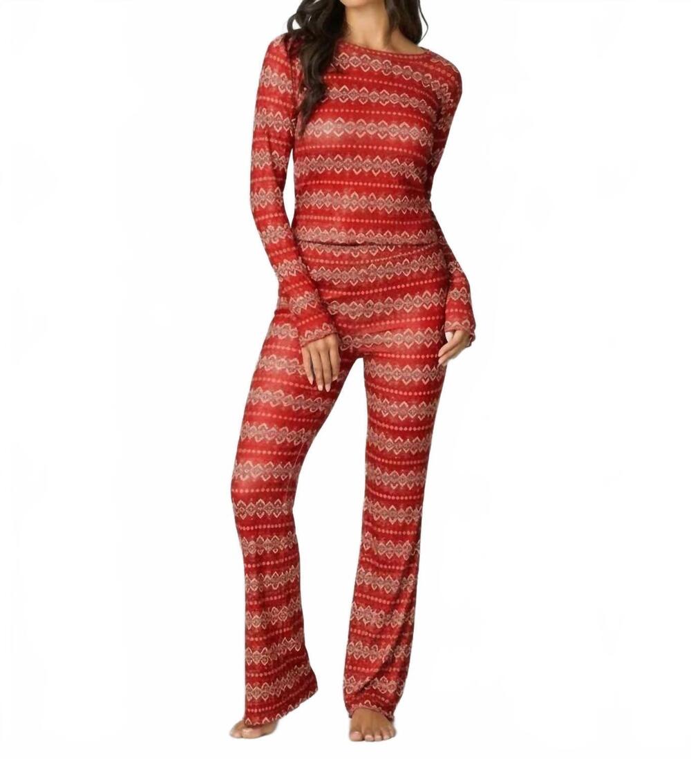 NEW PJ SALVAGE holidays long sleeve pajama top in red